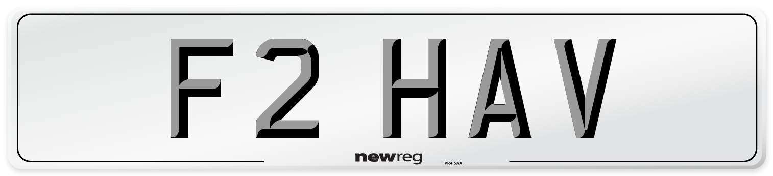 F2 HAV Number Plate from New Reg